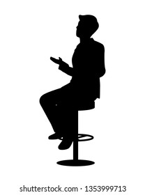 Business man sitting on chair silhouette vector