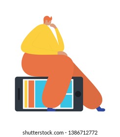Business man  sitting on a mobile phone. Flat style modern vector illustration.