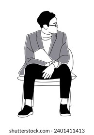 Business man sitting on office chair vector.