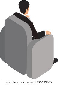 Business Man Sitting In A Sofa Back View