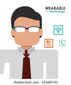 business man smart glasses work icons