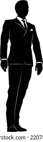 A business man in a smart suit and tie silhouette outline person 