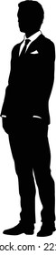 A business man in a smart suit and tie silhouette outline person 