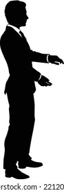 A business man in a smart suit and tie silhouette outline person 