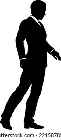 A business man in a smart suit and tie silhouette outline person 
