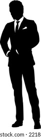 A business man in a smart suit and tie silhouette outline person 