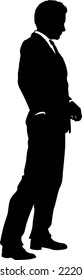 A business man in a smart suit and tie silhouette outline person 