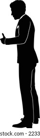 A business man in a smart suit and tie silhouette outline person 