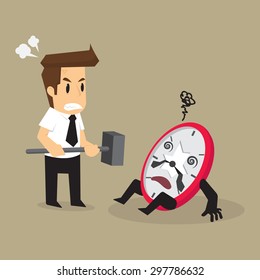 business man smashed watch not on time. vector