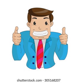 business man smile with both thumbs up