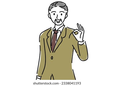 business man smiling hand drawing illustration, vector