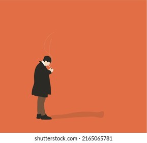 Business man Smoking a Cigarette. Vector Illustration. Bad habits and drug addiction.