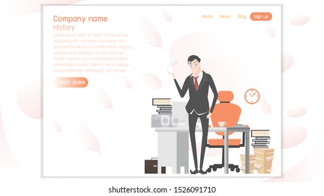Business man smoking poses character design 