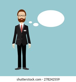 Business man speaking. Flat illustration.