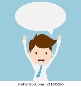 business man with speech bubble.