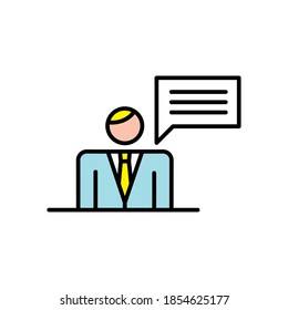 business man with speech bubble avatar character vector illustration design