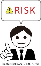 Hombre de negocios y la burbuja de habla con palabra de riesgo
