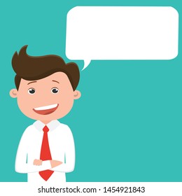 Business man with speech bubble.Vector illustration.