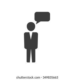 Business man and speech bubble.Vector illustration. Flat design.