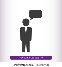 Business man and speech bubble.Vector illustration. Flat design.