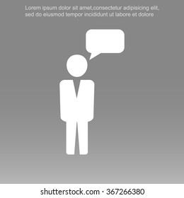 Business man and speech bubble.Vector illustration. Flat design.