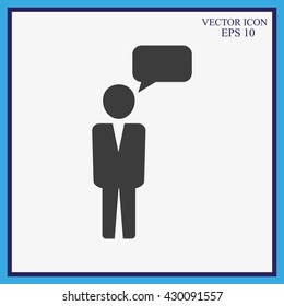 Business man and speech bubble.Vector illustration. Flat design.
