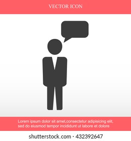 Business man and speech bubble.Vector illustration. Flat design.
