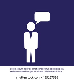 Business man and speech bubble.Vector illustration. Flat design.
