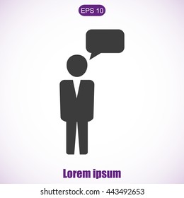Business man and speech bubble.Vector illustration. Flat design.
