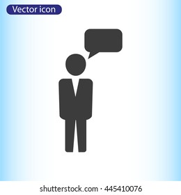 Business man and speech bubble.Vector illustration. Flat design.
