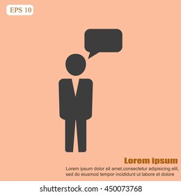 Business man and speech bubble.Vector illustration. Flat design.
