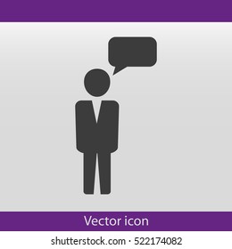 Business man and speech bubble.Vector illustration. Flat design.