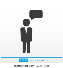 Business man and speech bubble.Vector illustration. Flat design.