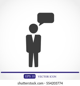 Business man and speech bubble.Vector illustration. Flat design.