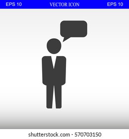 Business man and speech bubble.Vector illustration. Flat design.