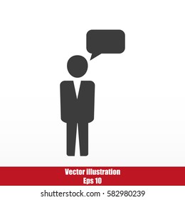 Business man and speech bubble.Vector illustration. Flat design.