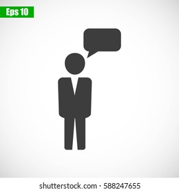 Business man and speech bubble.Vector illustration. Flat design.
