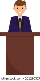 Business man speech on table. A simple flat ilustration style