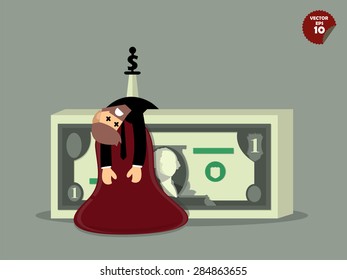 business man was stabbed on dollar money,work hard concept