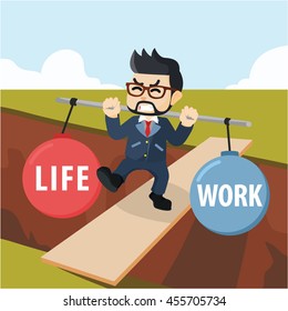 Business man stabilize between life and work