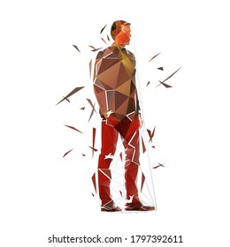 Business man standing, abstract vector low polygonal illustration, geometric drawing. Isolated business people, side view