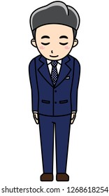 A business man is standing with bow pose. This can use for presentation, website, book, business card.