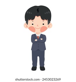 business man standing with crossed arms cartoon