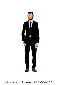 Business man standing in formal suit vector.