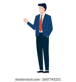 Business man Standing and Gesturing