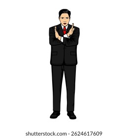 a business man standing with his hands crossed vector illustration