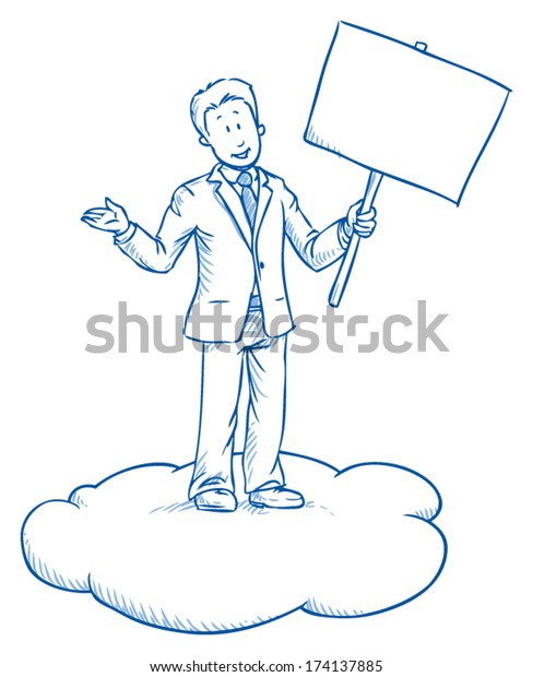 Business Man Standing On Cloud Empty Stock Vector Royalty Free