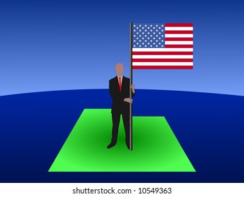 Geschäftsmann auf Karte von Utah mit Flagge