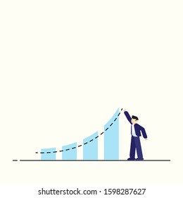Business man standing pointing at chart and presentation