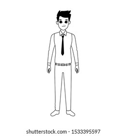 business man standing and wearing excutive clothes and tie over white background, vector illustration